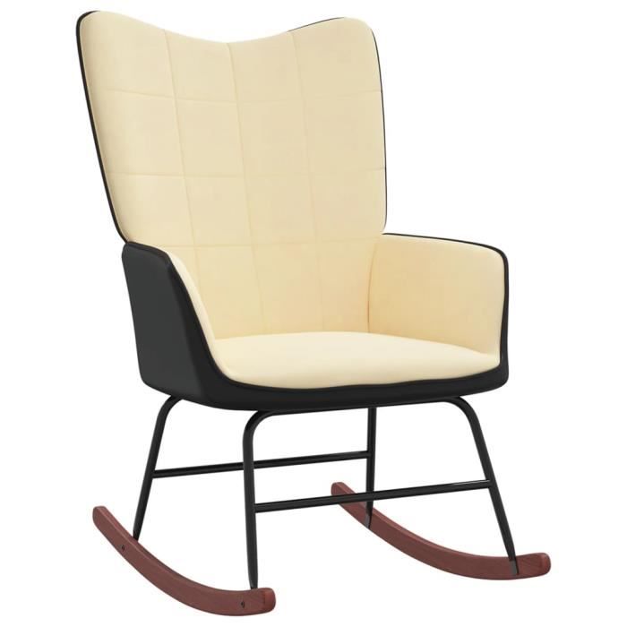 fauteuil à bascule - home chaise à bascule blanc crème velours et pvc