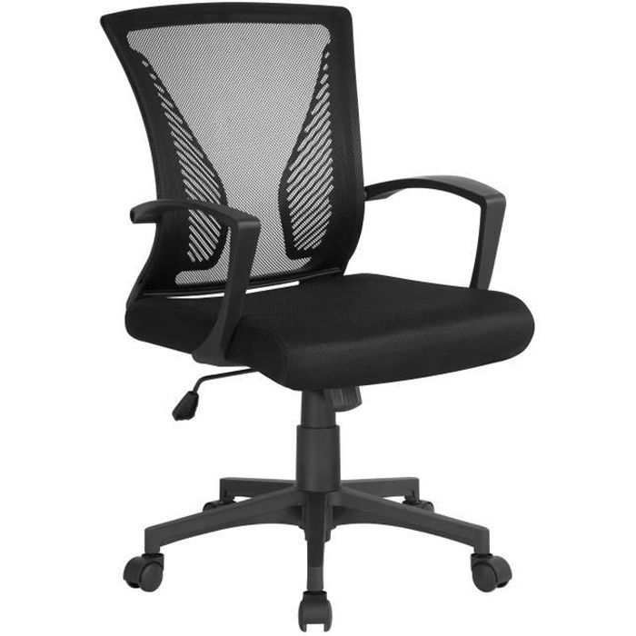 Yaheetech Mid-Back Mesh Ergonomic Office Chair Task Chair Home Desk Chair with Armrest Black 