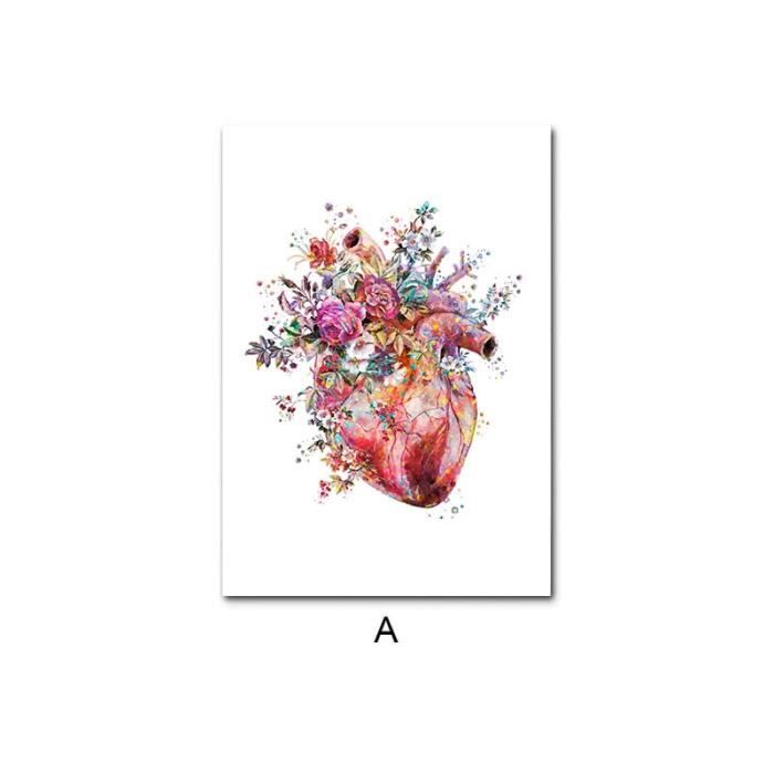 KAIDAARTLH Poster Anatomie, Fleurs Squelette Organe Anatomie Images Sur Toile, Système Musculaire Humain Affiche Set Art Bureau Médical, Sans Cadre( B,3x20x30cm