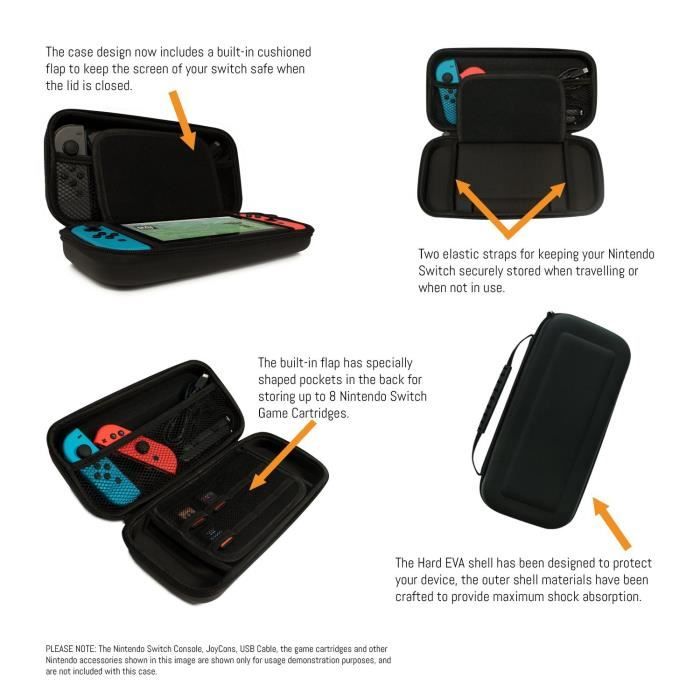 Etui Rigide en EVA – Housse Rigide de Rangement Zippée en Matériau Durable Anti Choc pour la console Nintendo Switch