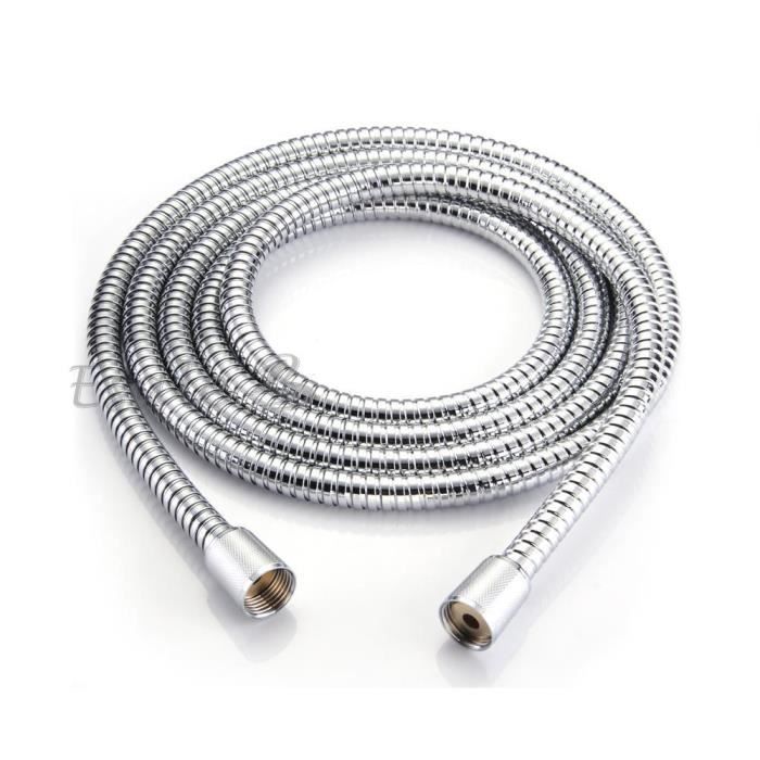 Tuyau de Douche Pommeau Flexible Hose Shower Acier Inox 3M Pour Salle