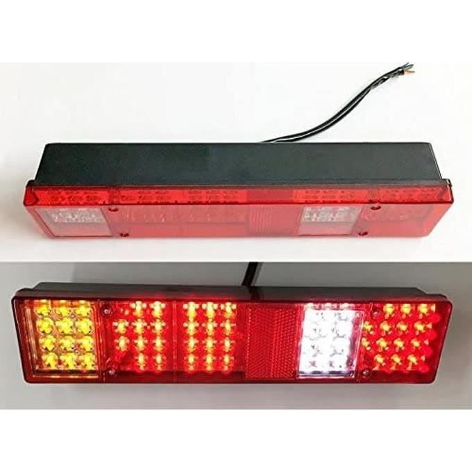 Lot De 2 Feux Arrière LED 24V Pour Camion, Remorque, Benne - 7 Fonctions, Dimensions 400x150x80 Mm