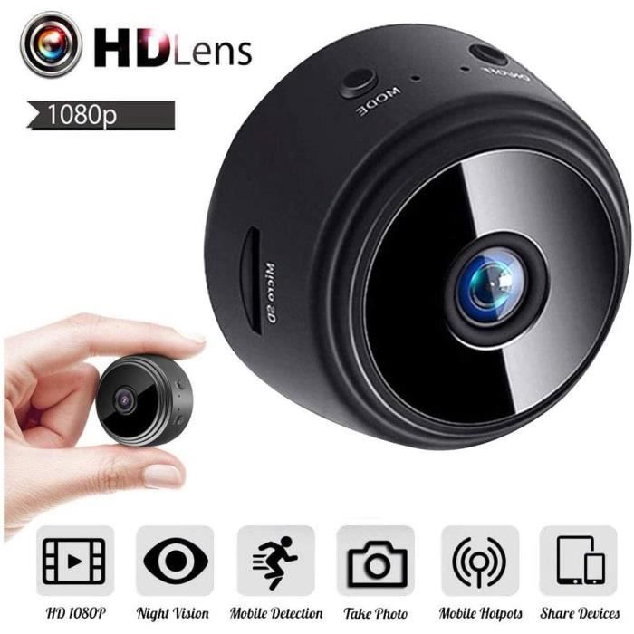 Mini Camera Espion - HD 1080P - Portable - WiFi - Vision nocturne - Noir