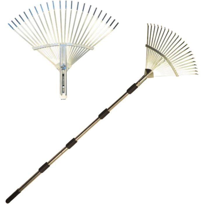 HBM Râteau à Feuilles / Râteau à Gazon Télescopique 74-155 Cm Avec 15 Dents P16156