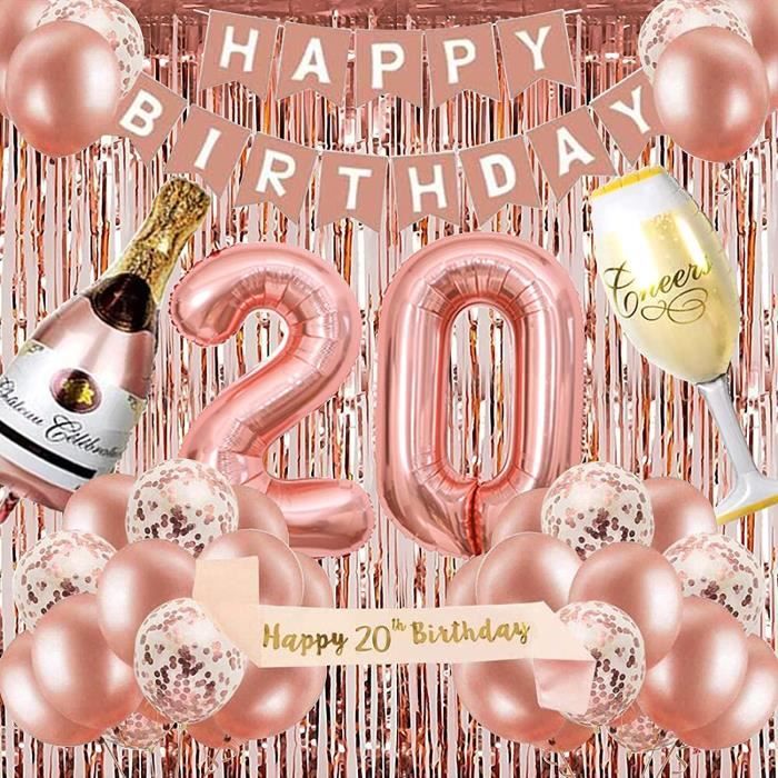 Décoration de ballons d'anniversaire 20 ans - Bannière « Happy Birthday »  Or rose - Ballons confettis - Ballons géants en latex A551 - Cdiscount  Maison