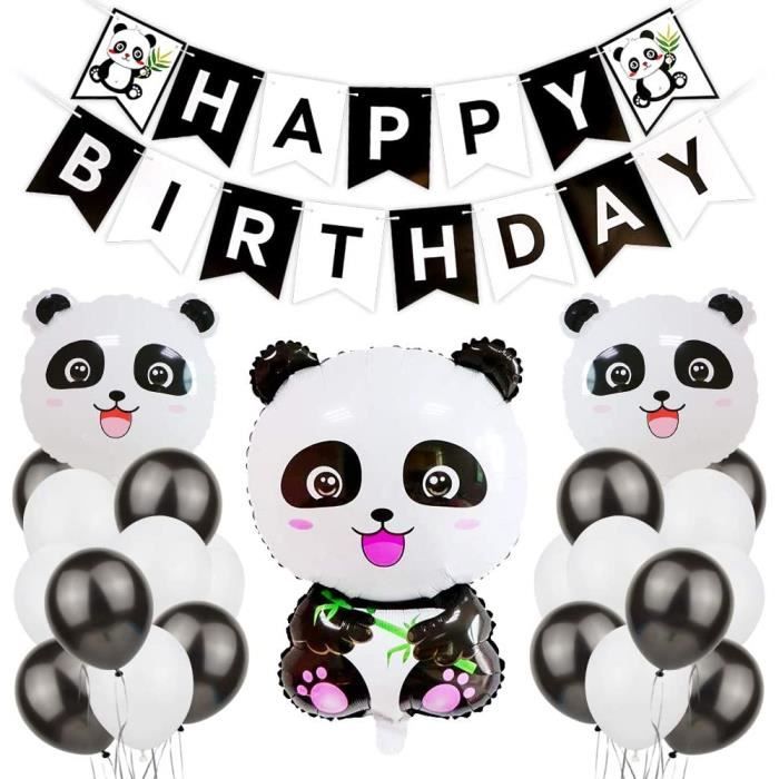 Jotom Decoration De Fete D Anniversaire Bannieres De Joyeux Anniversaire Theme Du Panda Ballons En Latex Noir Blanc Pennant Ban403 Cdiscount Maison
