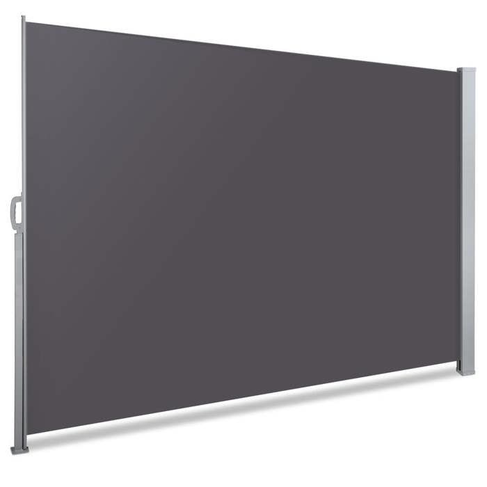 Paravent Rétractable VOUNOT 1,8x3m - Marron, Avec Housse, Fixation Murale - Neuf