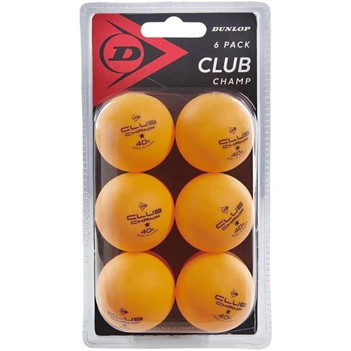 Dunlop Club Champ 6 balles de Tennis de Table Blanches Lot de 6 balles de Tennis de Table 1 étoile TT pour lintérieur et lextérieur entraînement débutant et Joueurs avancés