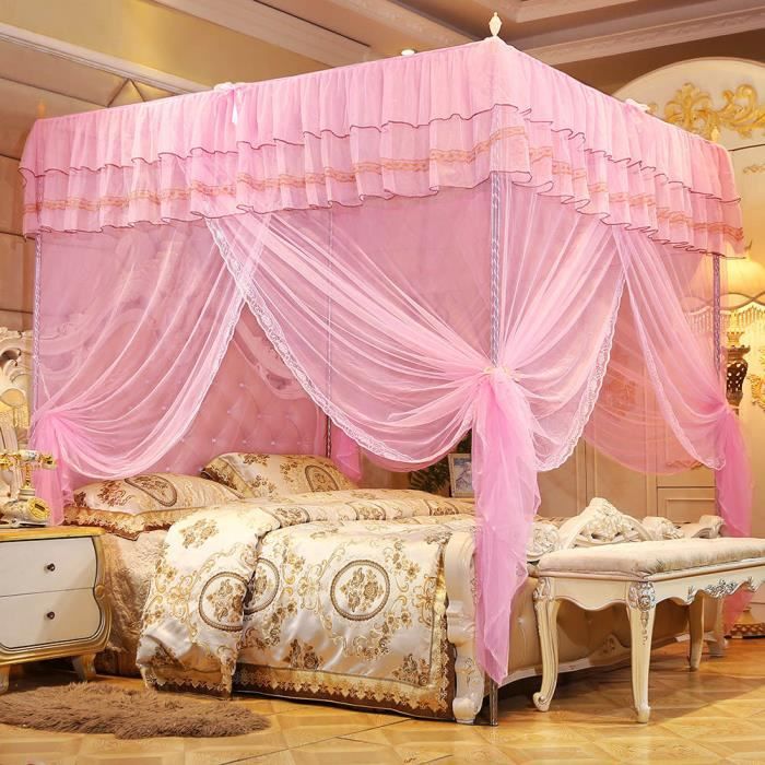 Moustiquaire Lit 3 Ouvertures - Tissu Polyester, Taille 180x200x200cm, Jaune, Pour Adultes Et Enfants