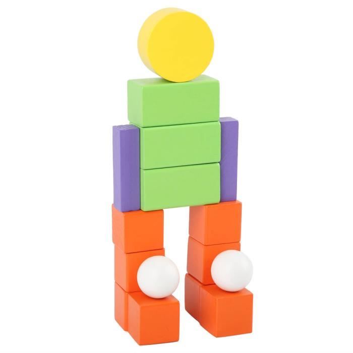 Fdit Jouet de blocs Blocs de Construction Géométriques en Bois pour ...