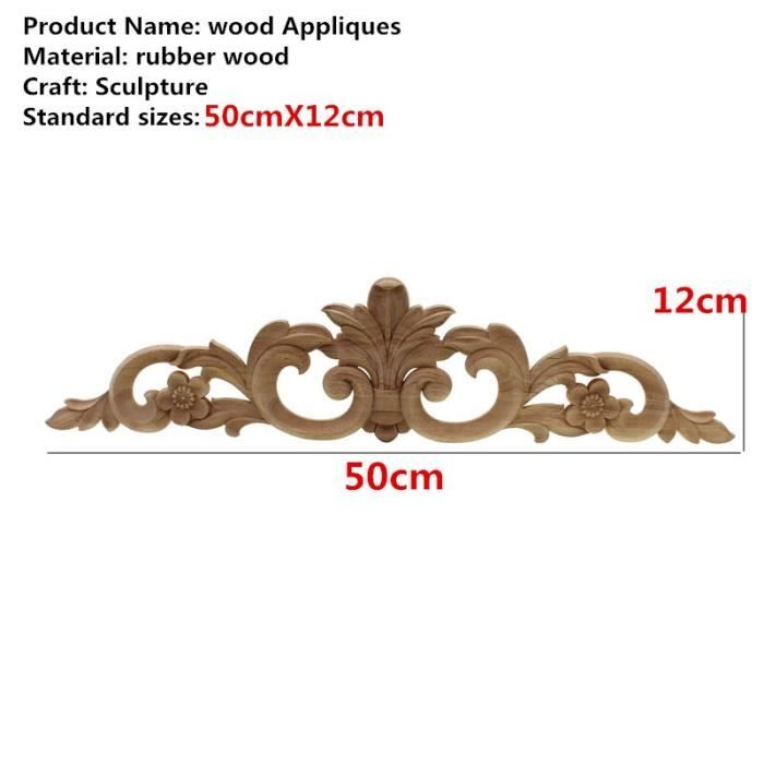 Statue deco,Applique rectangulaire en bois naturel non peint,sculpture