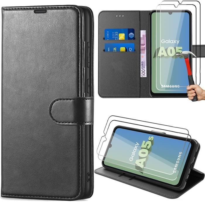 Coque Silicone Galaxy A05S Avec 2 Verres Trempés - Noire Mate
