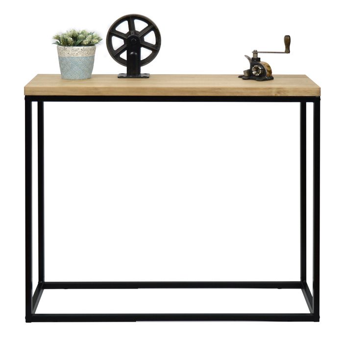 table d'entree-console icub industriel vintage 35x100x82h cm 30mm noir