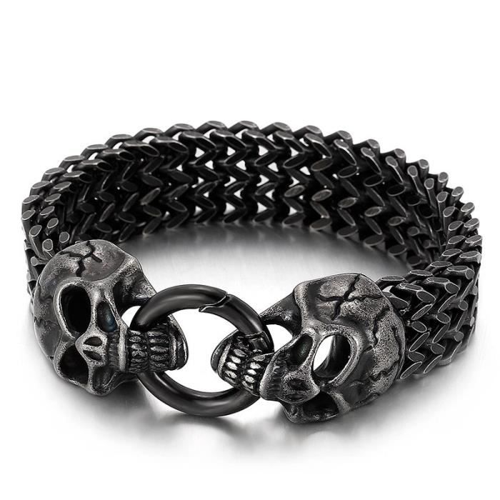 Bracelet One Piece Style Pirate - 2 Pièces Cuir Tressé Avec Crâne Jolly Roger - Unisexe