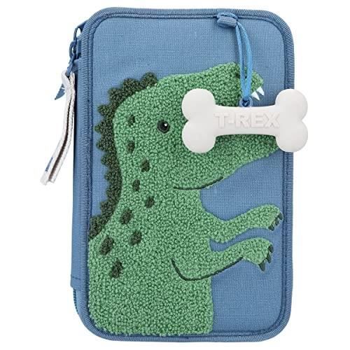 Trousse à Crayons TOPModel Wolf - 3 Compartiments Remplie - Crayons Feutres Accessoires - Bleu
