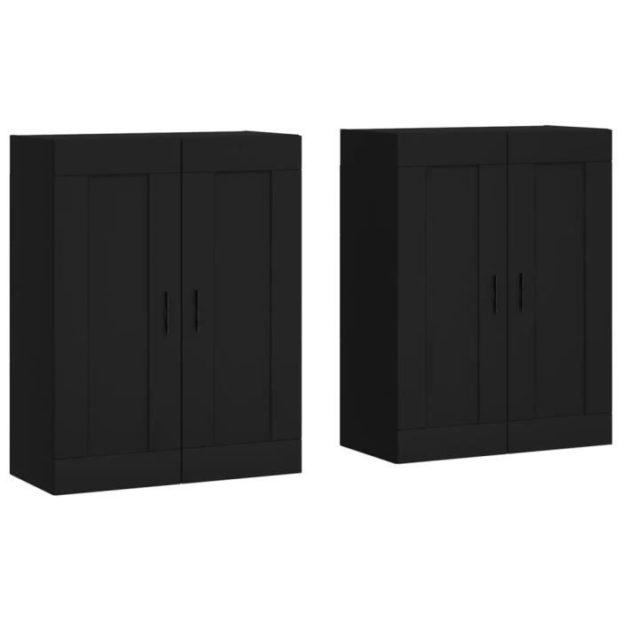 ARMOIRE DE CHAMBRE Armoires murales 2 pcs noir bois d'ingénierie YW