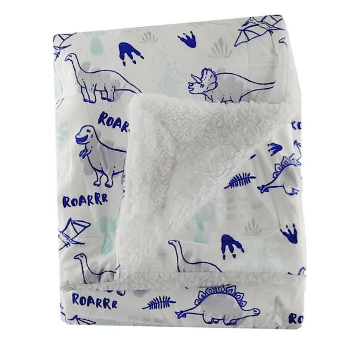 Couverture Plaid Polaire Bebe 74 X 100 Cm Poussette Moise Landau Berceau Voyage Dinosaures Parc Roarrr Blanc Bleu Noir Cdiscount Pret A Porter
