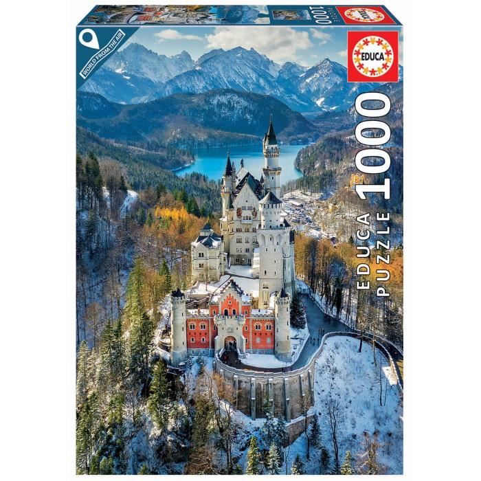 Puzzle EDUCA 1000 pièces Earth from above Neuschwanstein - Adulte - Espagne  - Cdiscount Jeux - Jouets