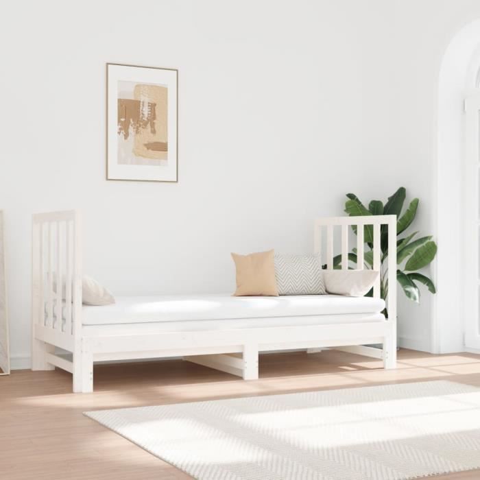 famirosa lit coulissant blanc 2x(90x190) cm bois de pin massif-4768