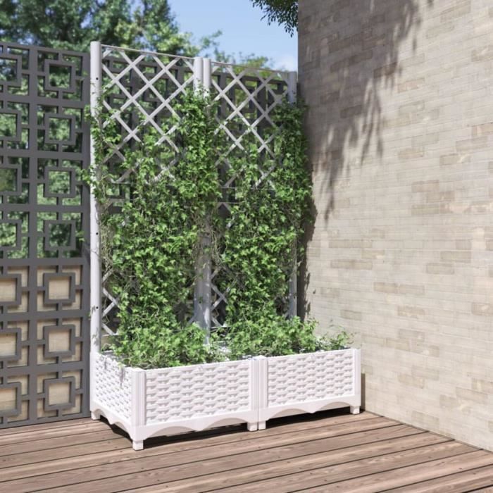 Jardinière avec treillis - FYDUN - YN013 - Blanc - 80x40x1215 cm - Polypropylène