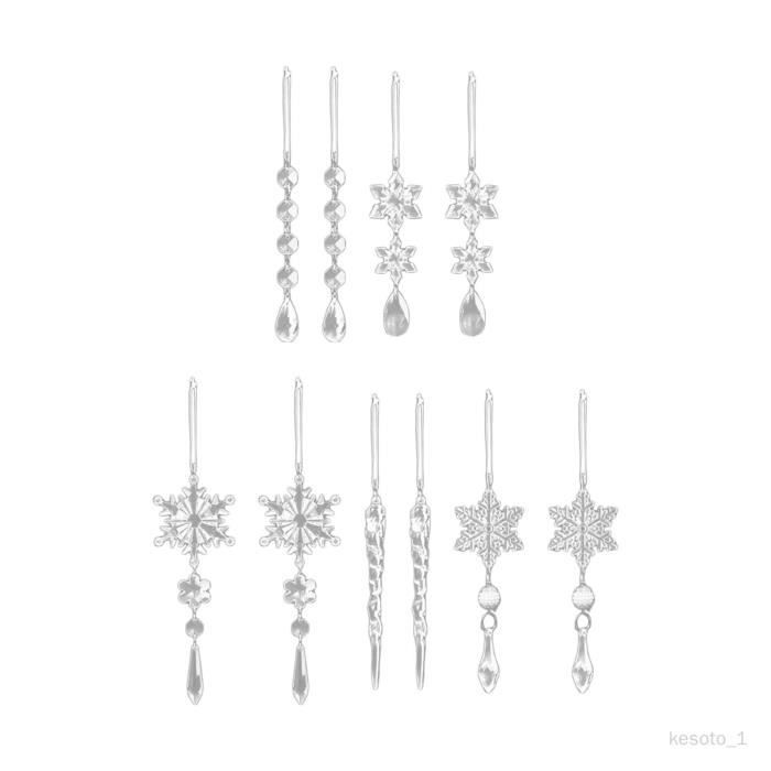 DRE-Lot De 18 Décorations De Noël En Cristal – Flocons De