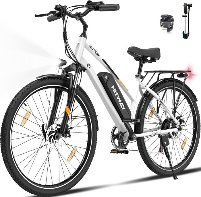 Hitway vélo électrique VAE pliable 16 e-bike blanc,vélos à  assistance,batterie 36v/8,4ah,pédalage assisté,pompe à vélo gratuite -  Conforama