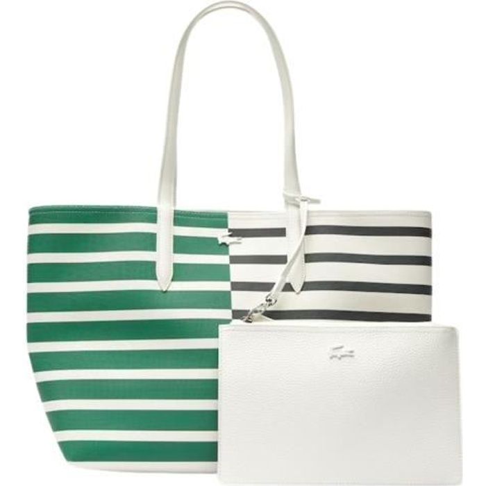 Sac cabas Lacoste Ref 55341 vert blanc 35 30 14 TU Blanc Achat