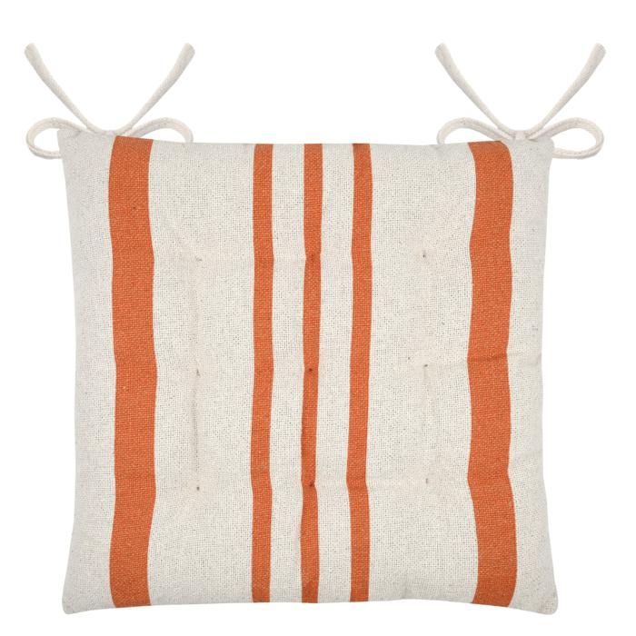 Galette de chaise à rayures Orange 38x38 cm Galette de chaise à rayures Orange 38x38 cm