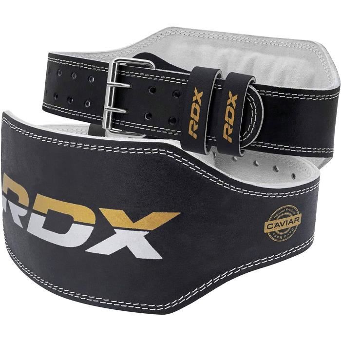 Ceinture de Musculation RDX en Cuir Vachette 6 pour Fitness et Bodybuilding Noir