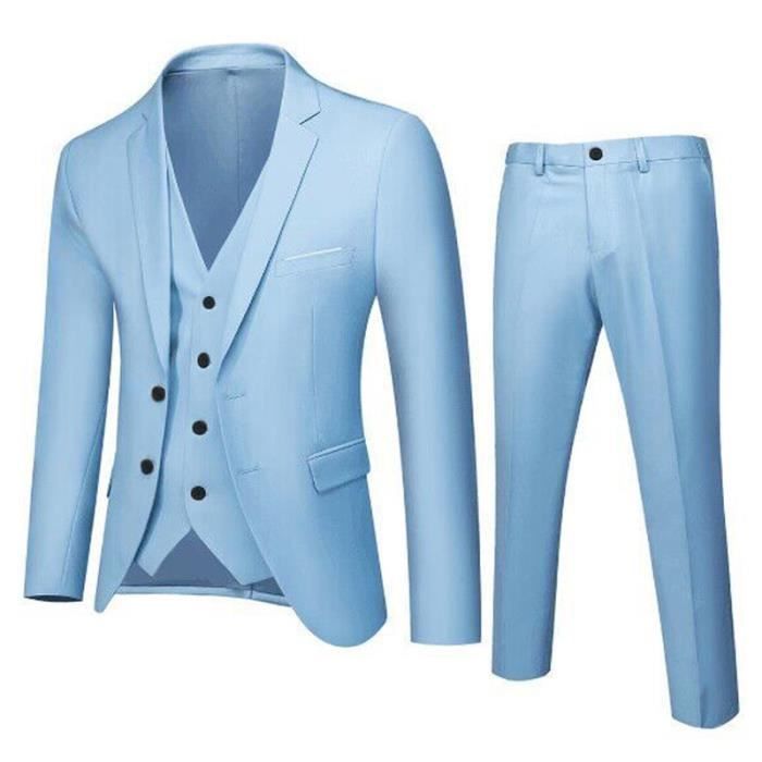 Gilet Longue Et Cravate Smoking Mel Howard - Bleu Chandelle - Taille L/XL