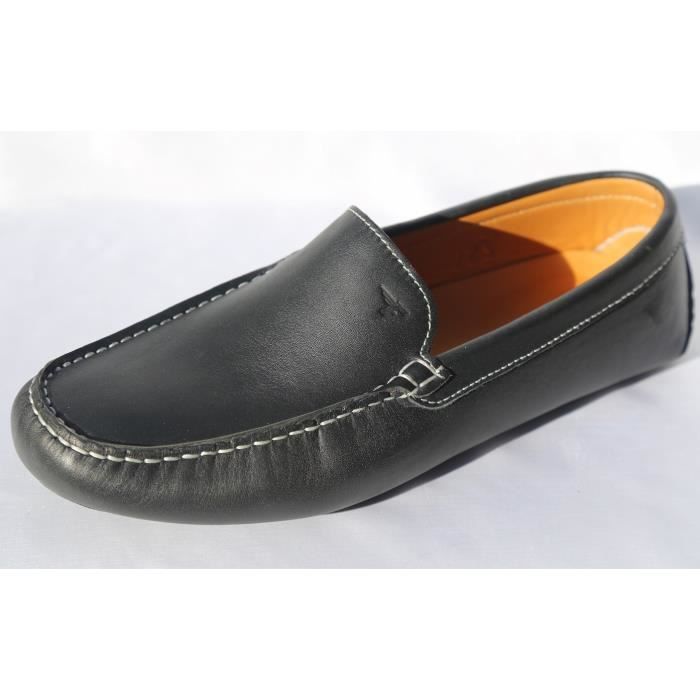 Mocassin cuir noir homme Clearance