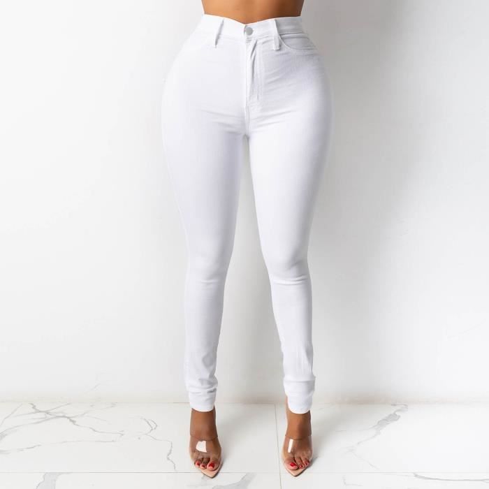 Jeans De Poche Glissi re Avec Bouton Trou Pour Femmes Pantalon