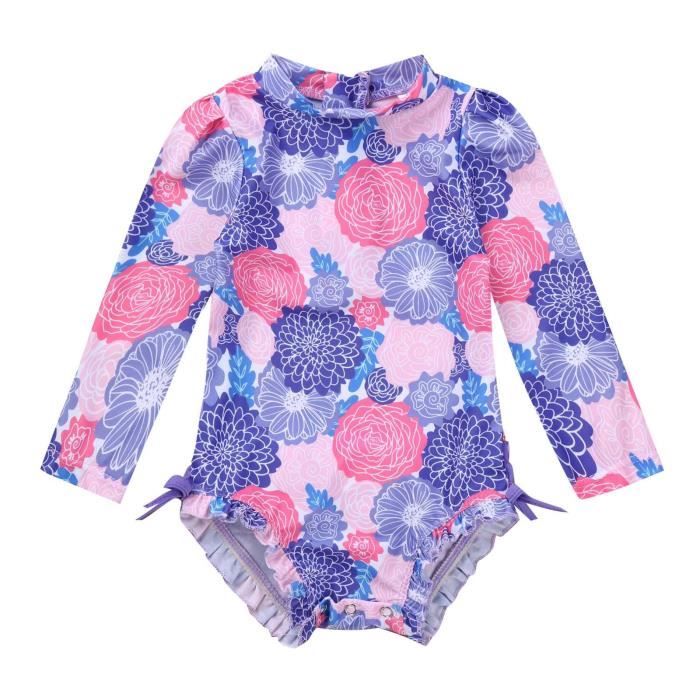 YIZYIF B b Fille Maillot de Bain Anti UV Manches Longues 1 Pi ce