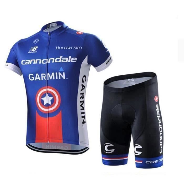 AN.RUICHI Maillot de Cyclisme Été Homme Manches Courte + Cuissard à