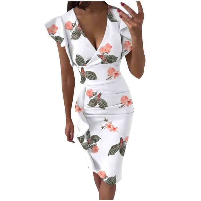 Robe Chic Femme Col Carré - Mini Robe Manches Longues Avec Volants Pour Soirée Et Événements