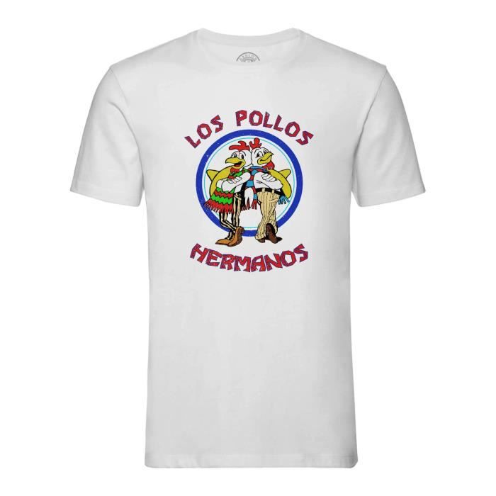T shirt Homme Col Rond Blanc Los Pollos Hermanos Geek Jeux Video