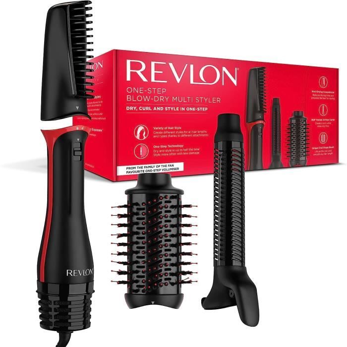 Brosse coiffante multi-usages One-Step de REVLON - 3-EN-1 (Tête détachable, boucleur, sèche-cheveux, brosse coiffante) RVDR5333