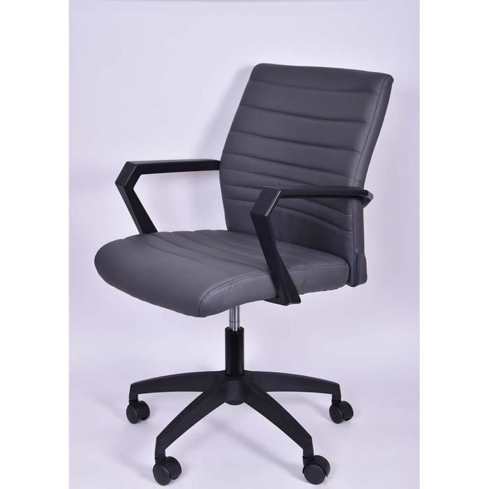 Chaise roulante de bureau en cuir  Gris  Cdiscount Maison