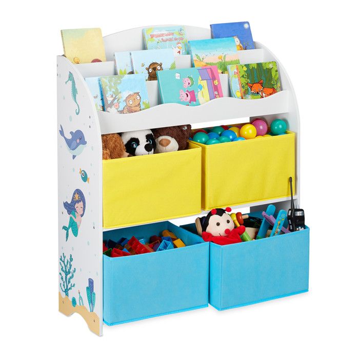 Etagère Enfants Relaxdays 9 Boîtes Tissu - Motif Feu De Camp 66x82cm