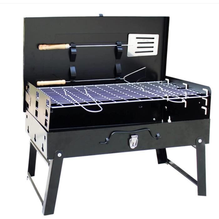 Barbecue Portable Pliable En Acier Inox - Charbon De Bois - Pour Camping Et Pique-nique