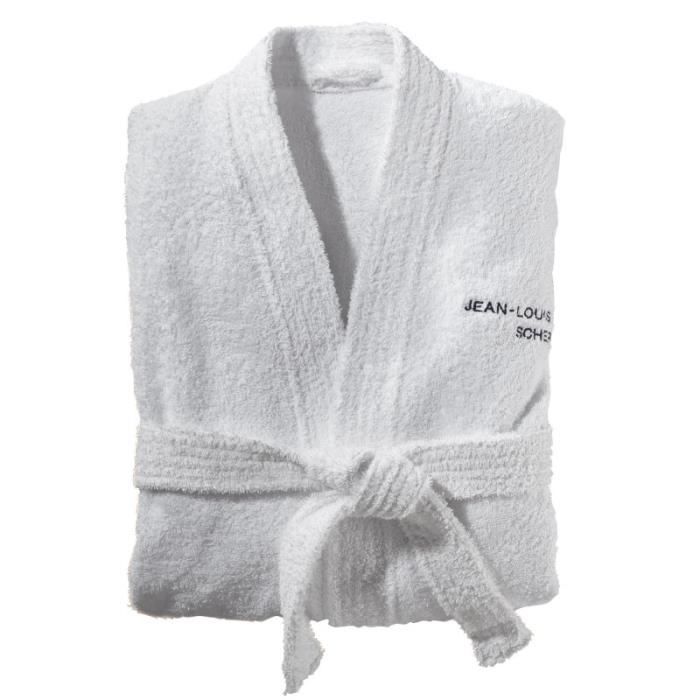 Jean Louis Scherrer peignoir eponge coton col kimono S 88 93 Blanc Cdiscount Maison