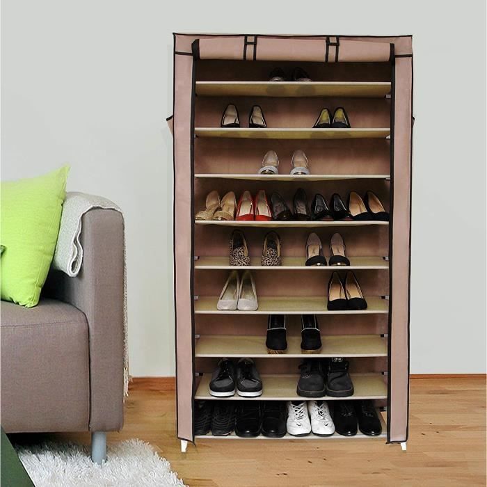 Songmics Xxl Armoire Etageres A Chaussures 10 Couches Avec