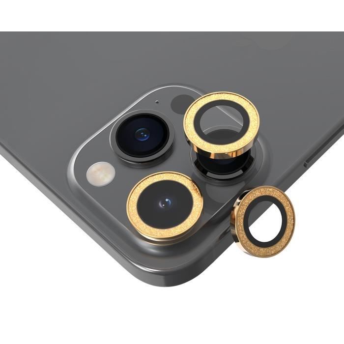 SO SEVEN PROTÈGE-CAMÉRA POUR IPHONE 15 PRO / 15 PRO MAX RINGS ANTICHOC DORÉE