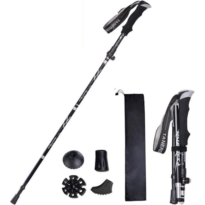Bâtons De Marche Pliables Aluminium 7075 - Réglables 115-135cm - Léger Avec Poignée Liège