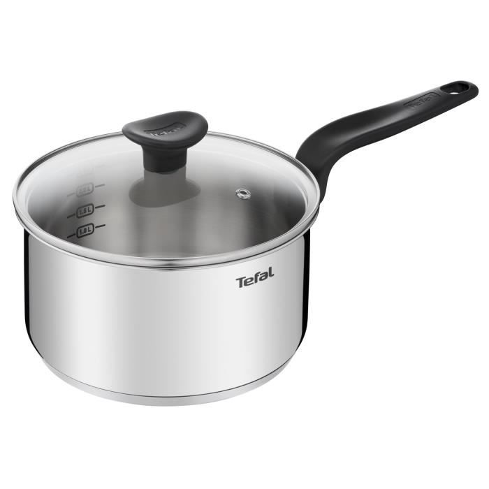 TEFAL Primary Casserole 20 cm + couvercle verre 3 L Induction Acier inoxydable haute qualité Garantie 10 ans E3082404