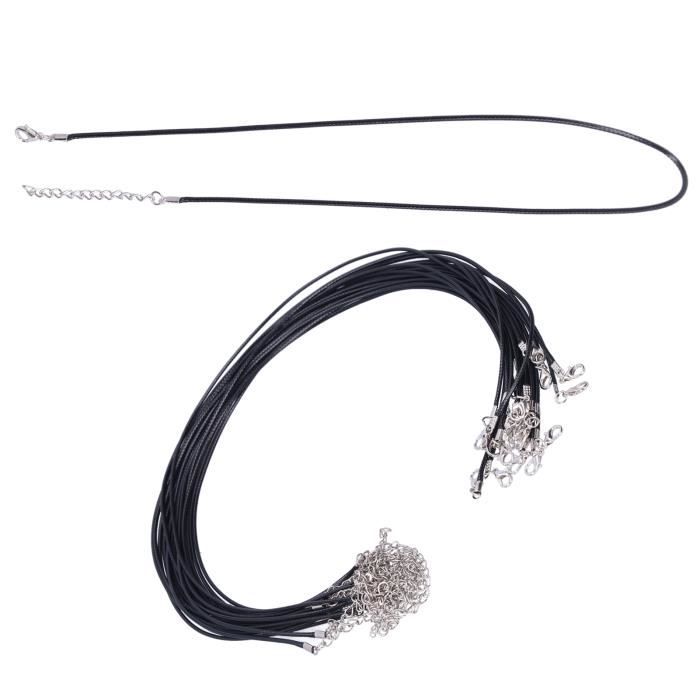 10 Pièces Fil Ciré Noir + Pendentifs - DIY Bijoux, Collier, Bracelet, Création