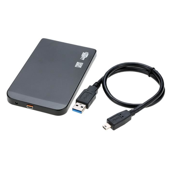 Ultra-mince 2TB 2.5 SATA SSD HDD Boîte de disque dur USB 3.0 Boîtier  externe Aluminium + USB Câble - Cdiscount Informatique