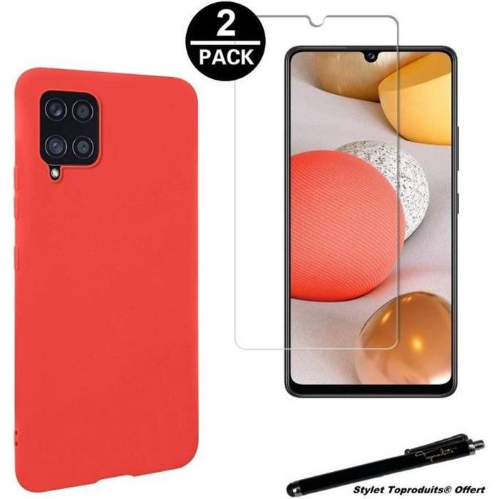 Coque protection Rouge + Verre trempé 2.5D pour Samsung Galaxy A41