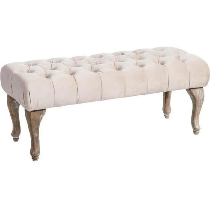 Banc Tissu Capitonne Beige Bois Blanchi Roro L 99 X L 38 X H 40 Achat Vente Banc Soldes Sur Cdiscount Des Le 20 Janvier Cdiscount