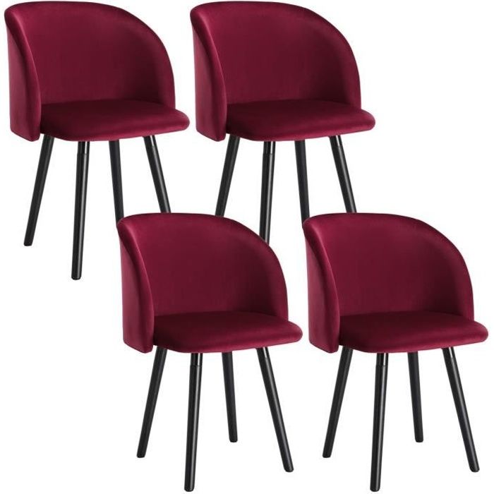 woltu ot de 4 chaise de cuisine en velours fauteuil de repas salle à manger,bordeaux bh121bd-4
